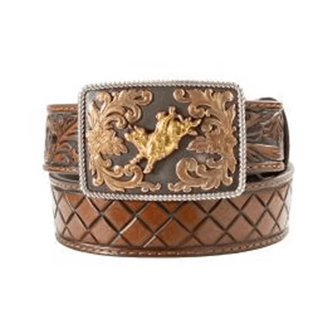 3D Boys 1 1/4" Floral Tabs Bull Rider Belt