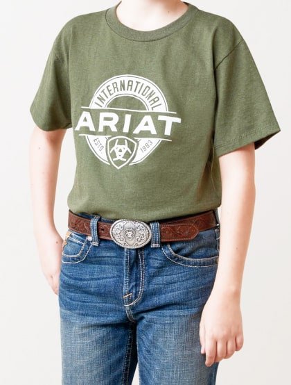 Ariat Boy's Shirt Lightweight T-Shirt Logo Forest Green -Clearance