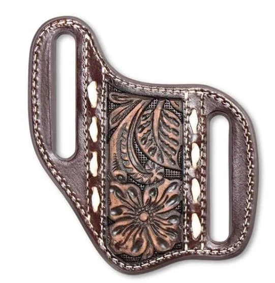 Ariat Knife Sheath Pancake Floral Filigree Brown Leather Belt Holster