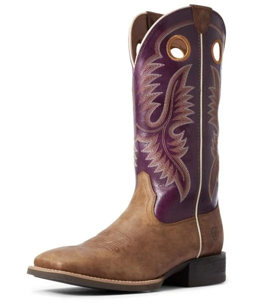 Ariat Men's Cowboy Boots Sport Teamster Brown/Purple Clearance - Image 38