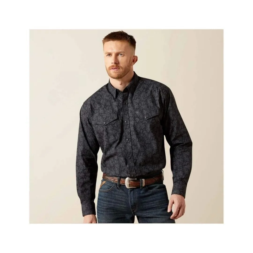 Ariat Men's Finnigan Long Sleeve Classic Fit Snap Shirt - Black Paisley - Image 11