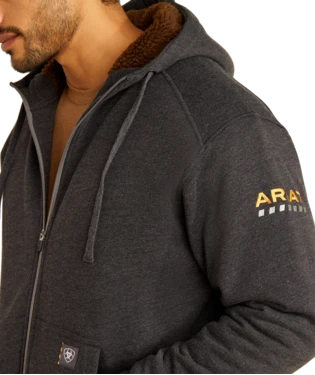 Ariat Men's Rebar All-Weather Sherpa-Lined Full Zip Work Hoodie - Image 2