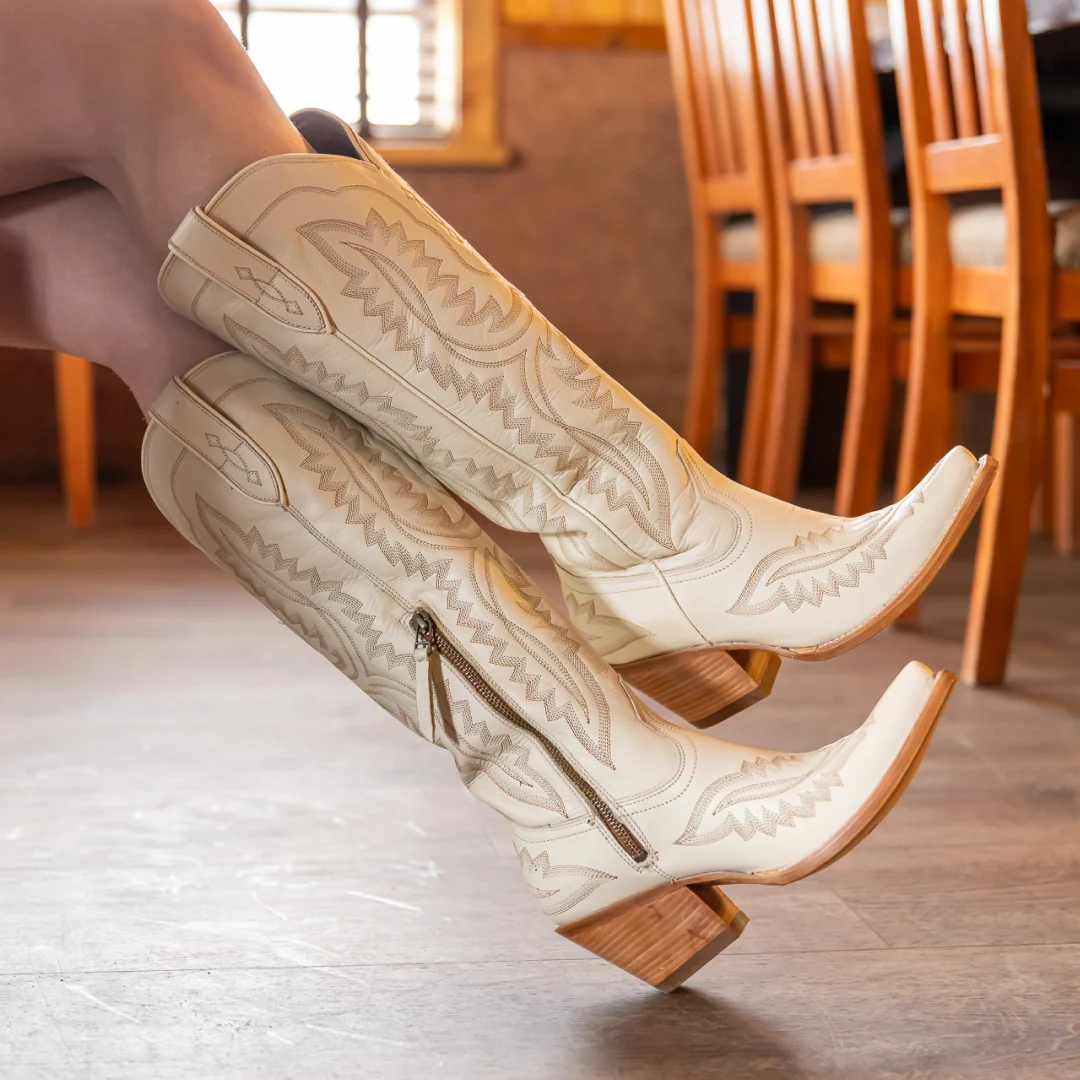 Ariat Women’s Cowgirl Boots Tall Snip Toe Casanova White - Image 2