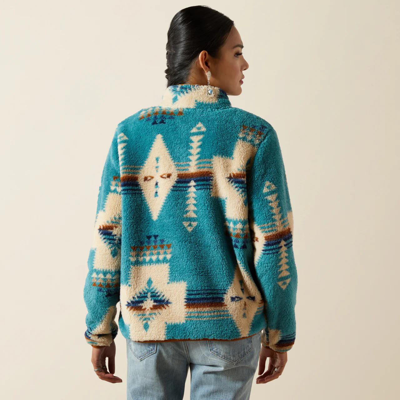 Ariat Women's Berber Snap Front Sweatshirt Agave Southwestern Print-CLEARANCE - Image 3