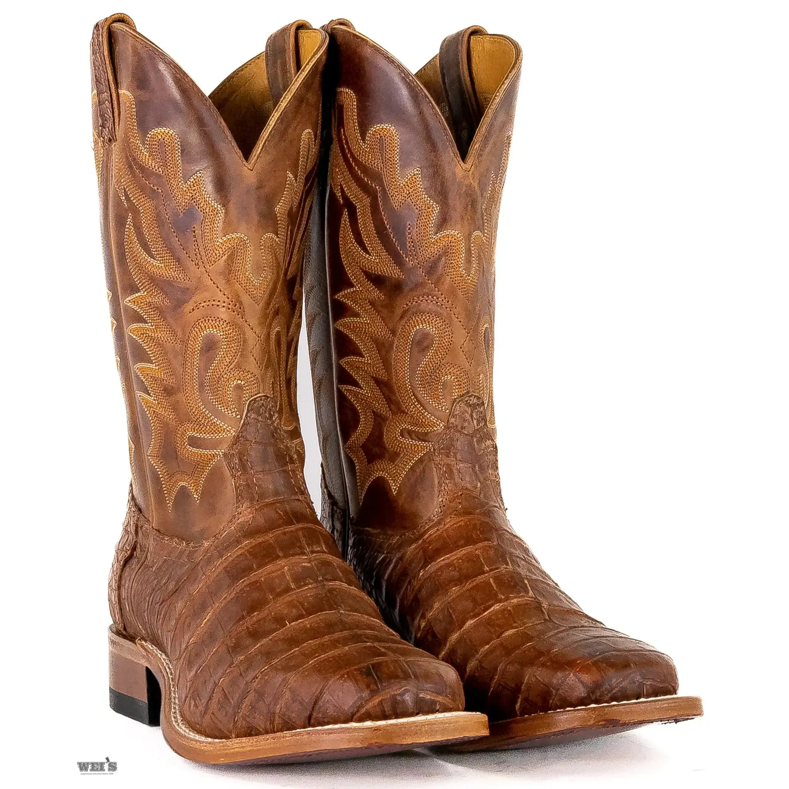Boulet Exotic Caiman Belly Wide Square Toe Boot Men's - Image 5