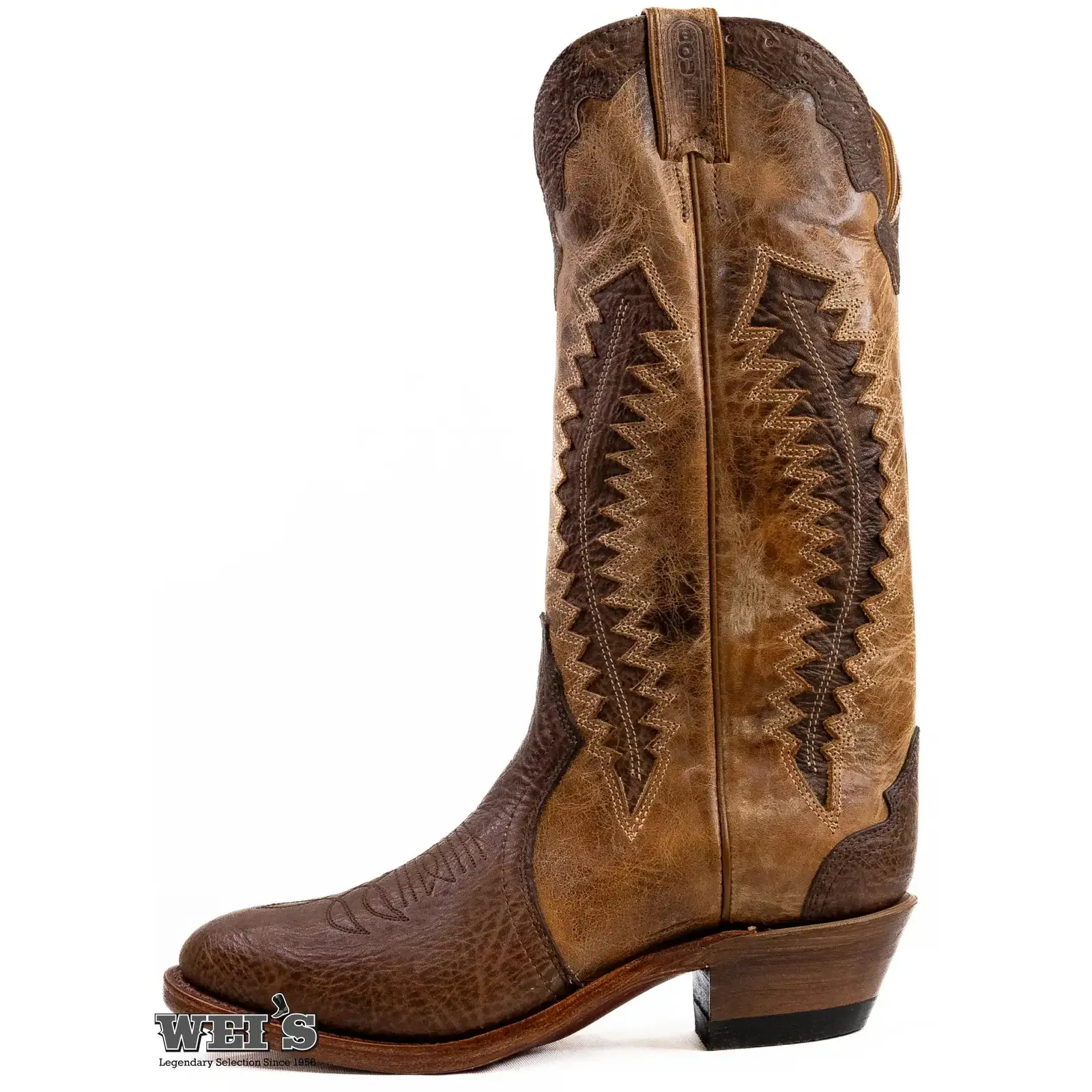 Boulet Men's Cowboy Boot 15" Bullhide Distressed Cowboy Heel R Toe - Image 3