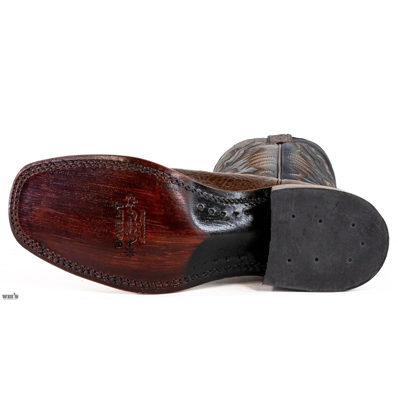Boulet Men's Cowboy Boots 13" Exotic Ostrich Belly Roper Heel Wide Square Toe 7509 - Image 2