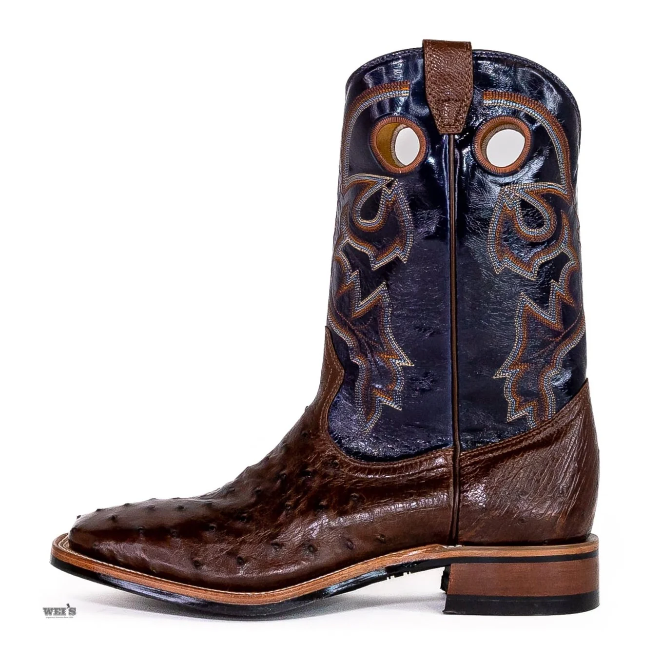 Boulet Men's Cowboy Boots 13" Exotic Ostrich Wide Roper Heel Square Toe -CLEARANCE - Image 5