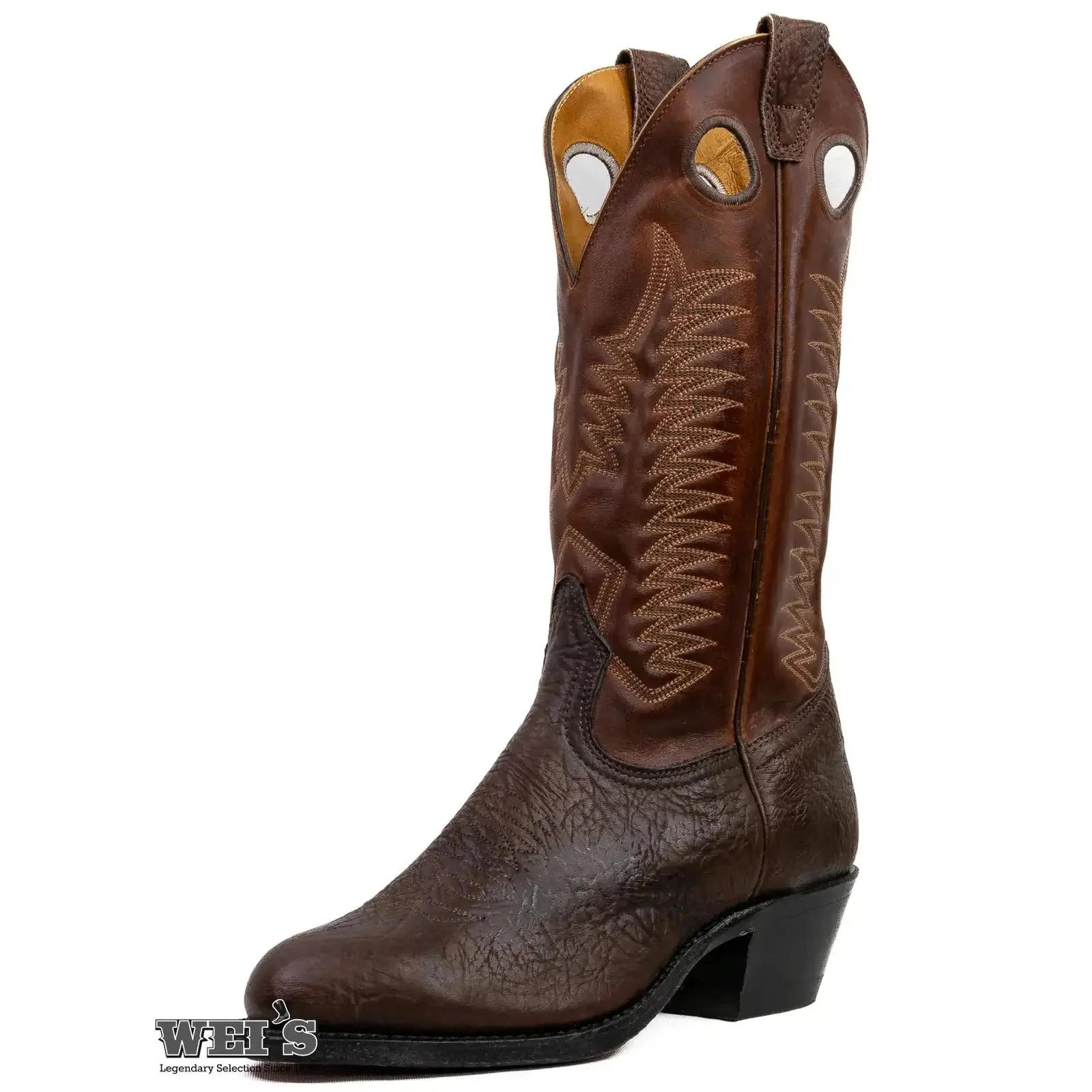Boulet Men's Cowboy Boots 13" Oiled Taurus Bullhide Cowboy Heel R Toe - Image 5
