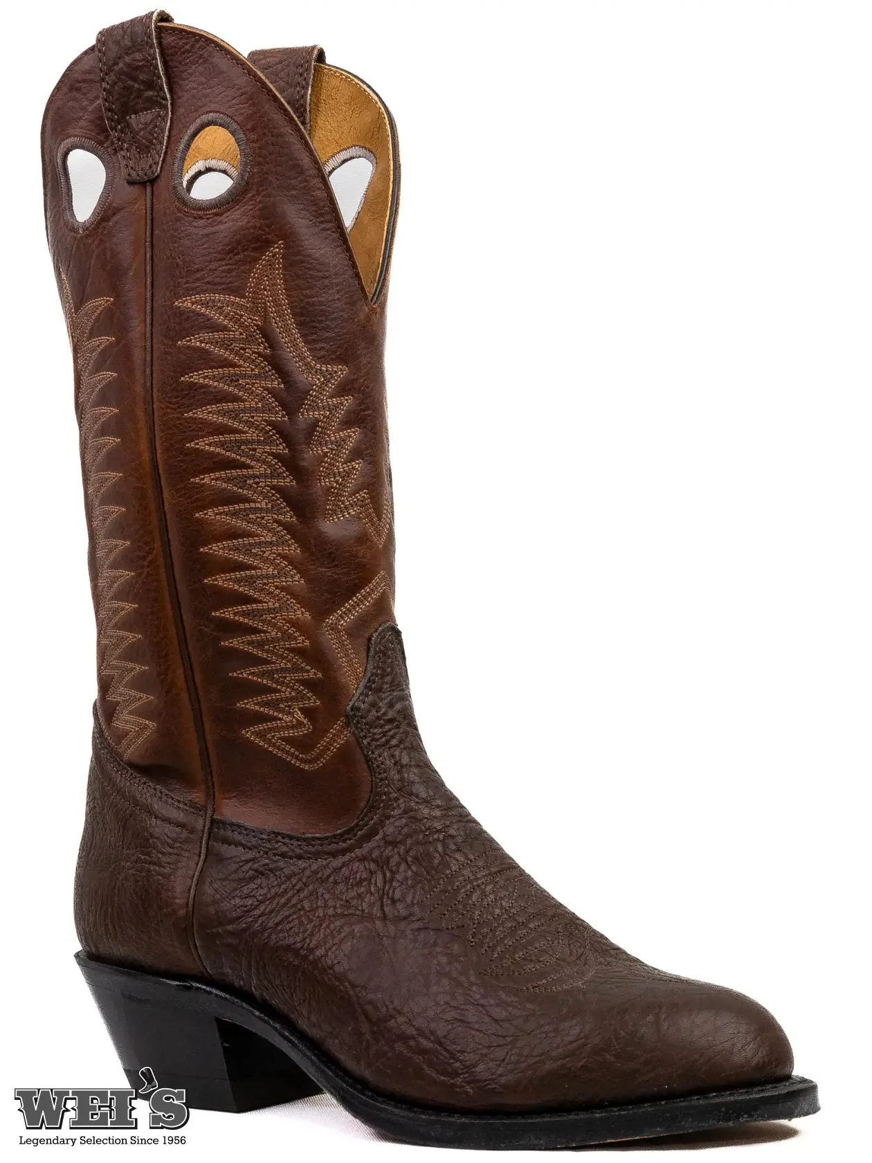 Boulet Men's Cowboy Boots 13" Oiled Taurus Bullhide Cowboy Heel R Toe - Image 8