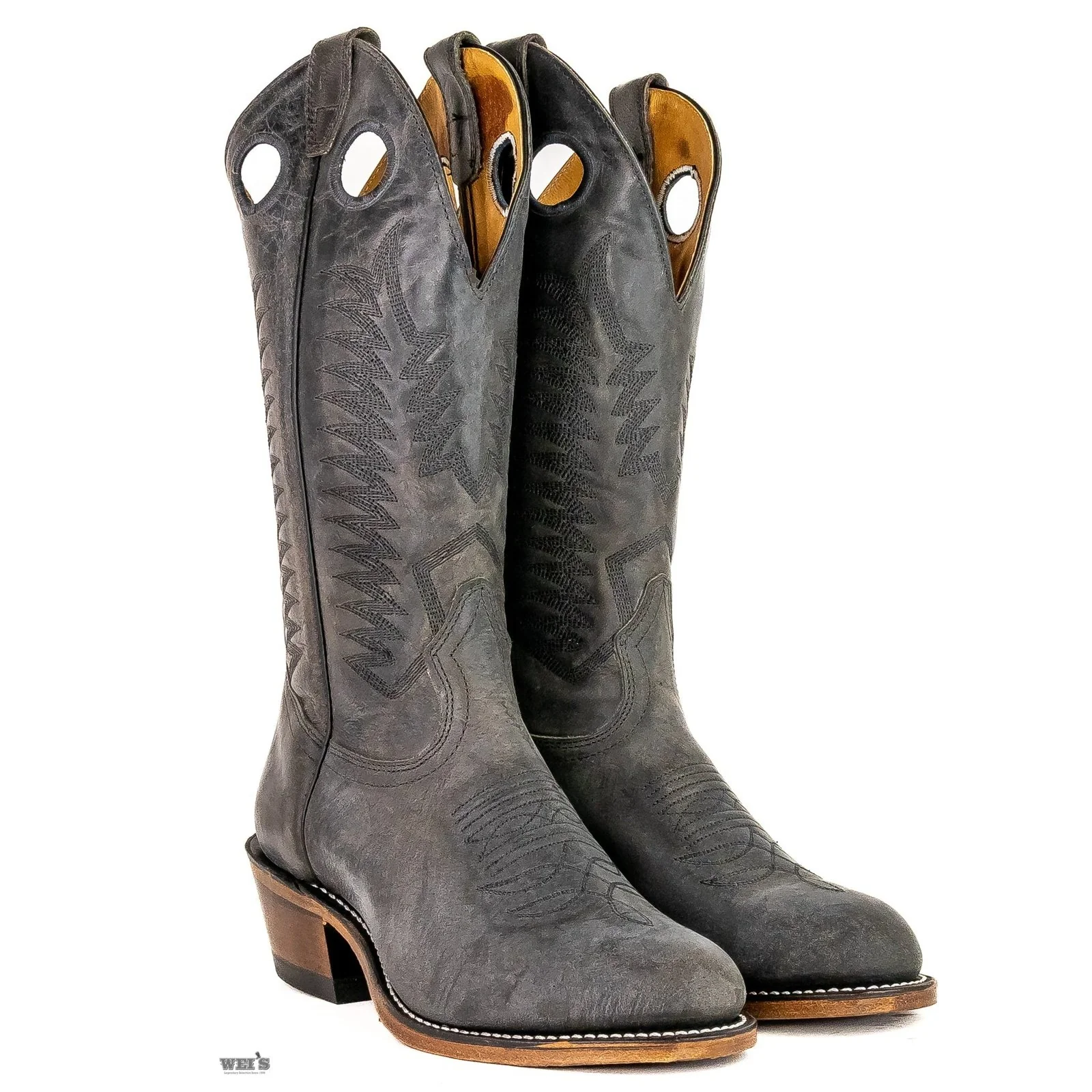 Boulet Men's Cowboy Boots Wei's Custom Made 15" Deertan Cowboy Heel Round Toe - Image 5