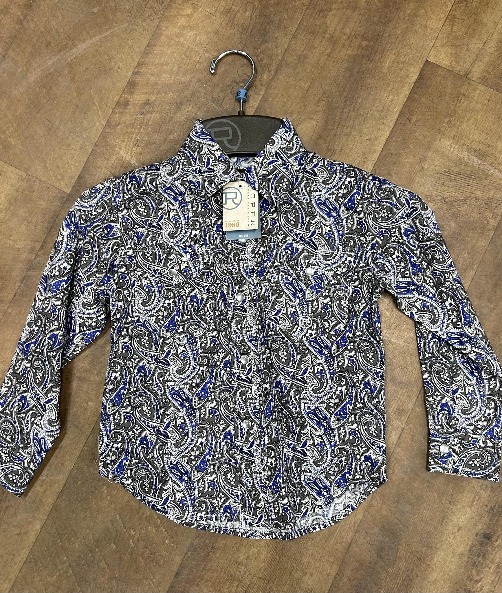 Roper Kids long Sleeve Paisley Snap Shirt - CLEARANCE