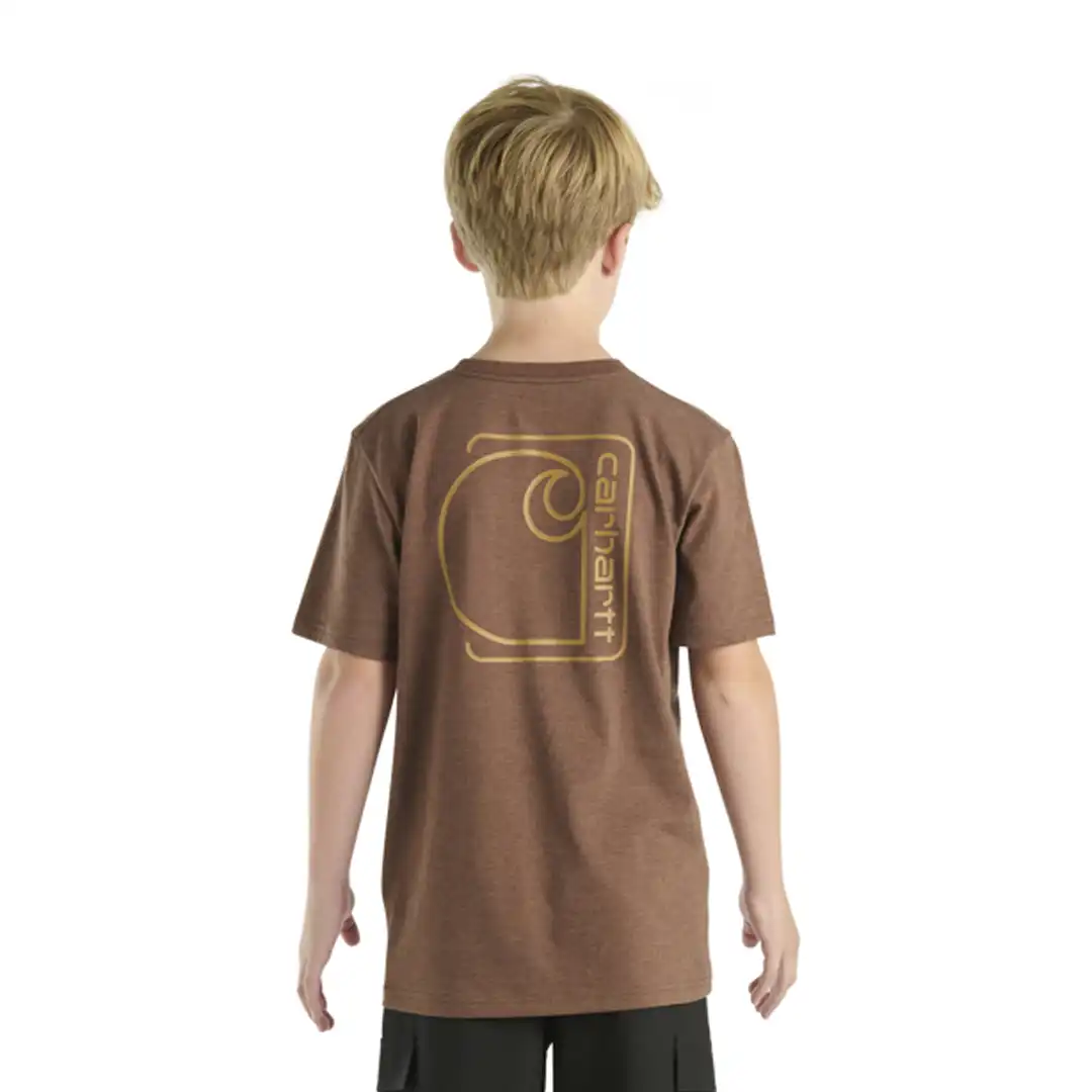 Carhartt Boy's Short Sleeve Pocket Crewneck T-Shirt With Logo on Back - Image 2