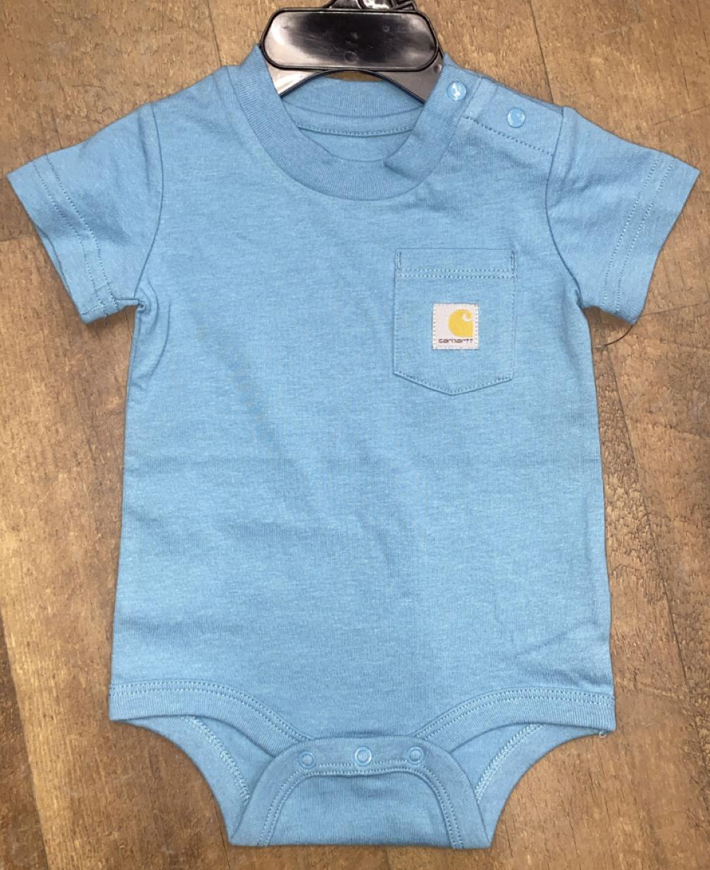 Carhartt Infant Boy's Short Sleeve Pocket Onesie In Med Blue