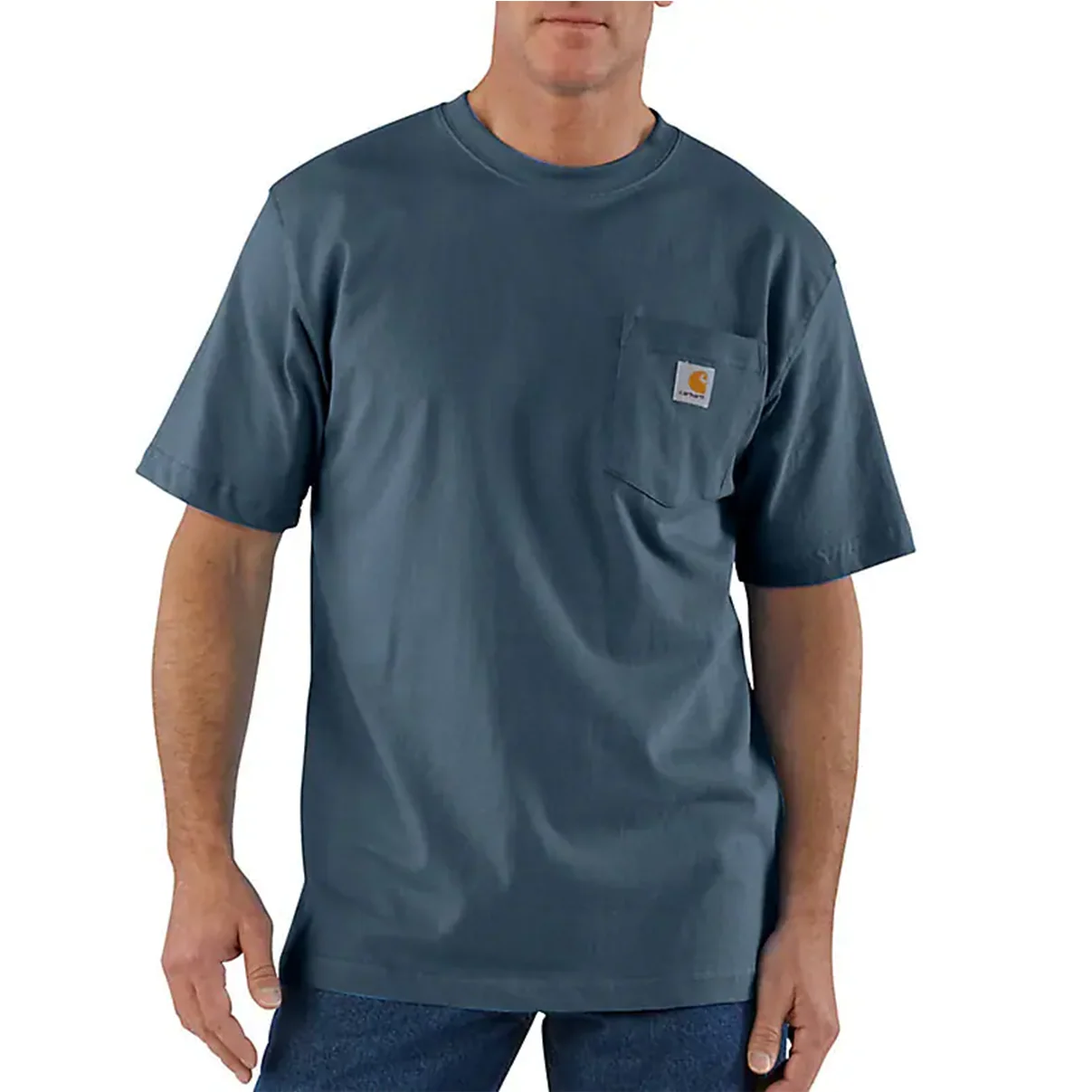 Carhartt Men's Shirt Loose Fit Heavyweight Short-Sleeve Pocket Bluestone
