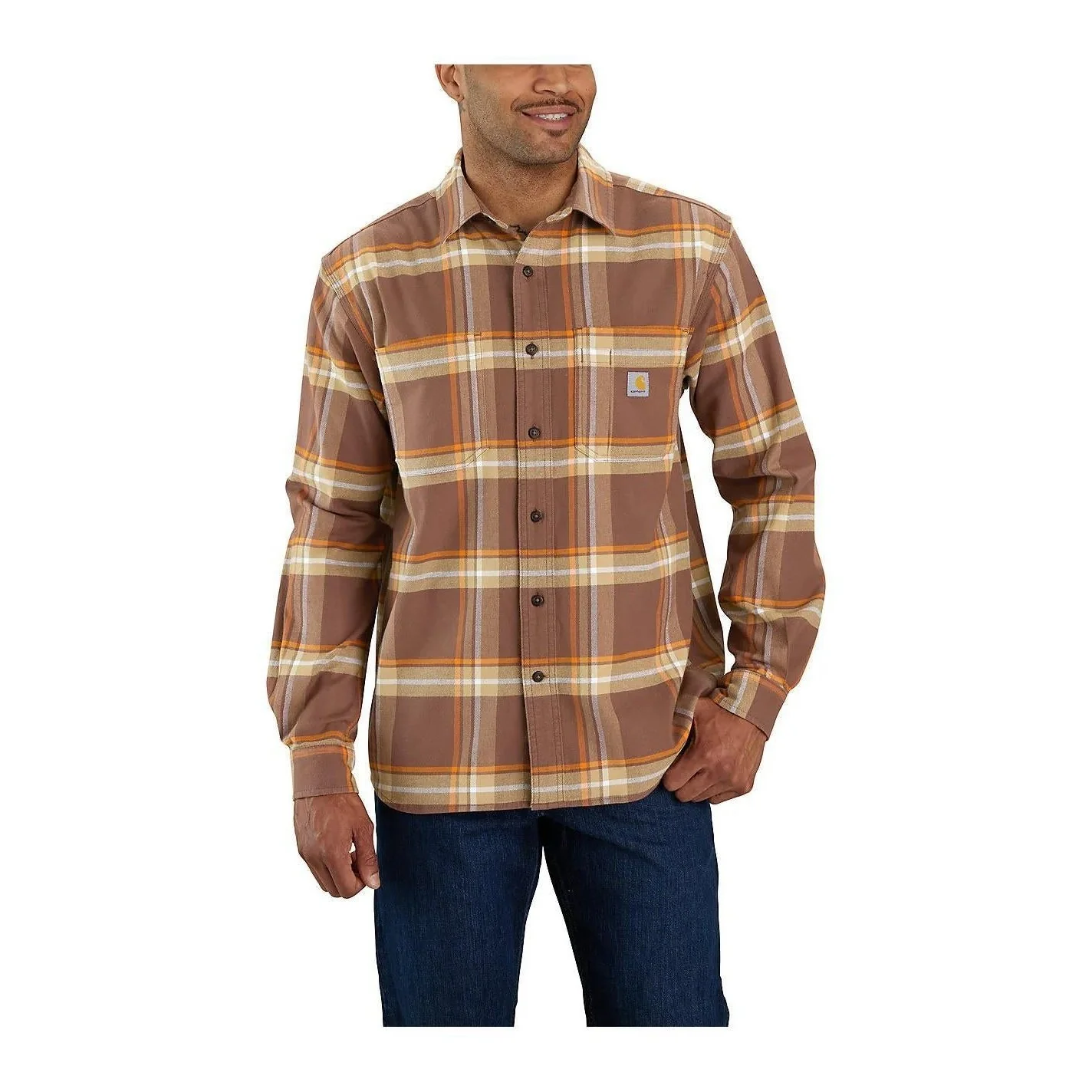 Carhartt Rugged Flex Relaxed Fit Midweight Flannel Long Sleeve Plaid Shirt 105945 - Image 6