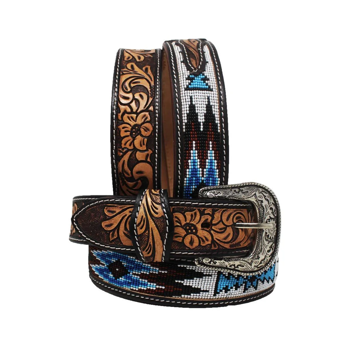 Challenger Kid's Youth Western Rodeo Floral Leather Belt