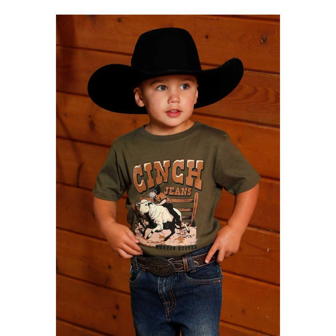 Cinch Boy's Infant/Toddler Mutton Buster Olive Green Graphic Tee Shirt - Image 2
