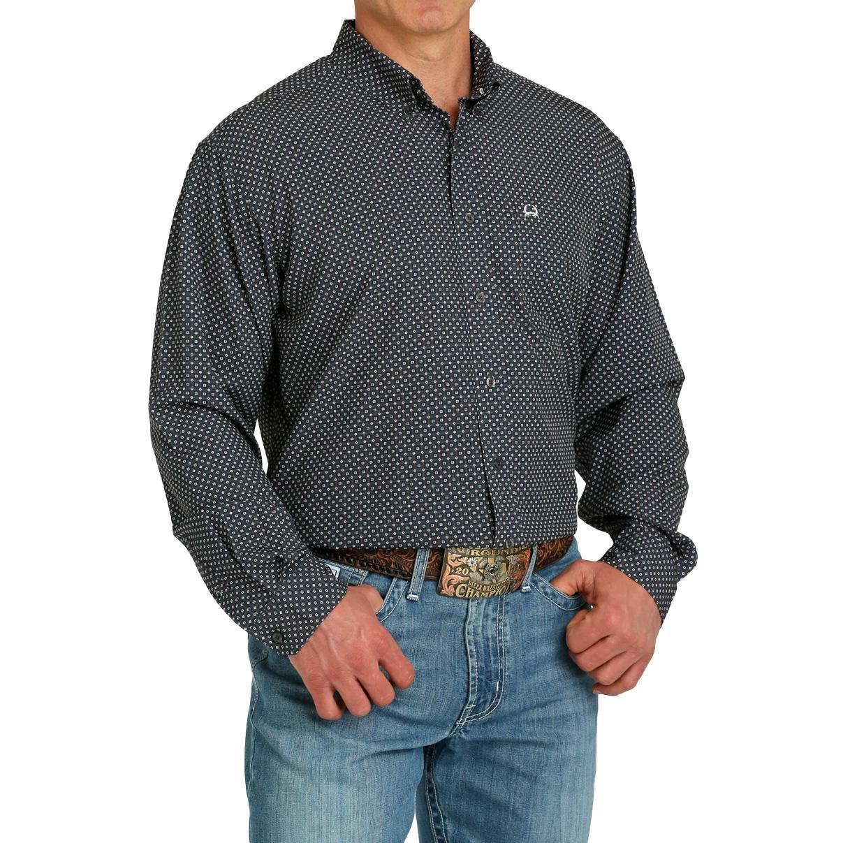 Cinch Men's ArenaFlex Geo Print Button Up Long Sleeve Shirt