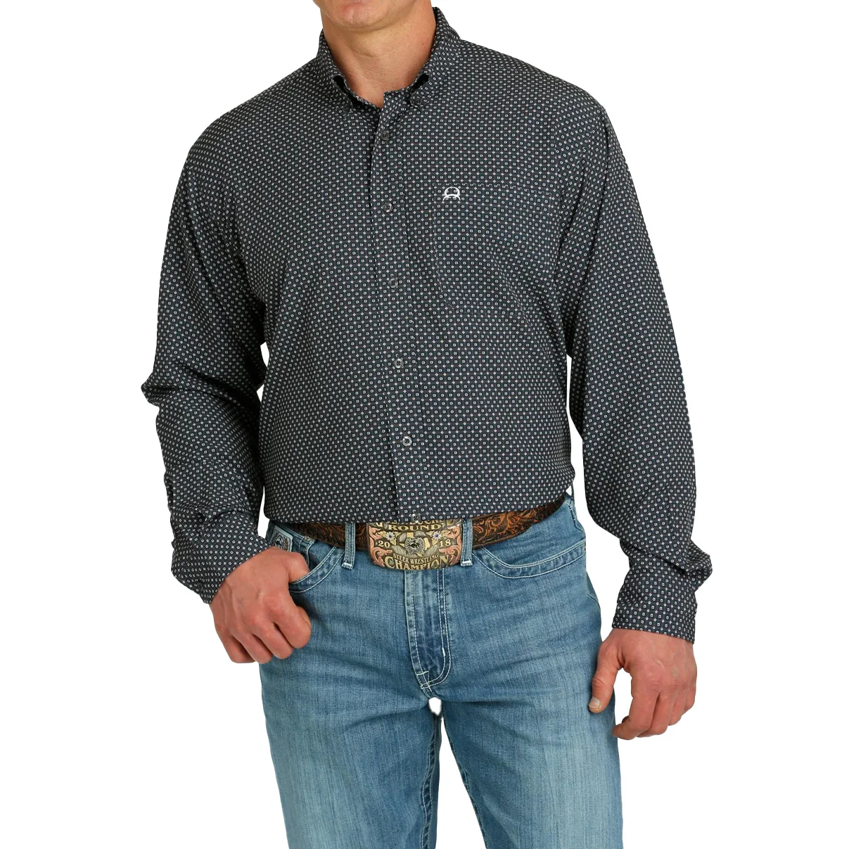 Cinch Men's ArenaFlex Geo Print Button Up Long Sleeve Shirt - Image 4