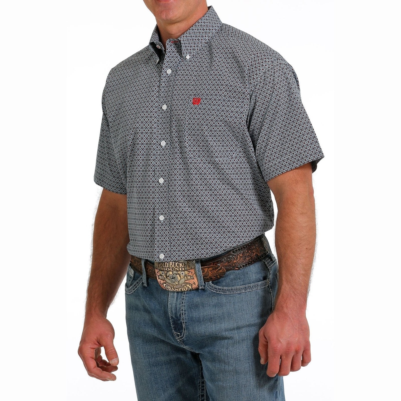 Cinch Men’s Geometric Print Button Down Western Short Sleeve Shirt - Image 2