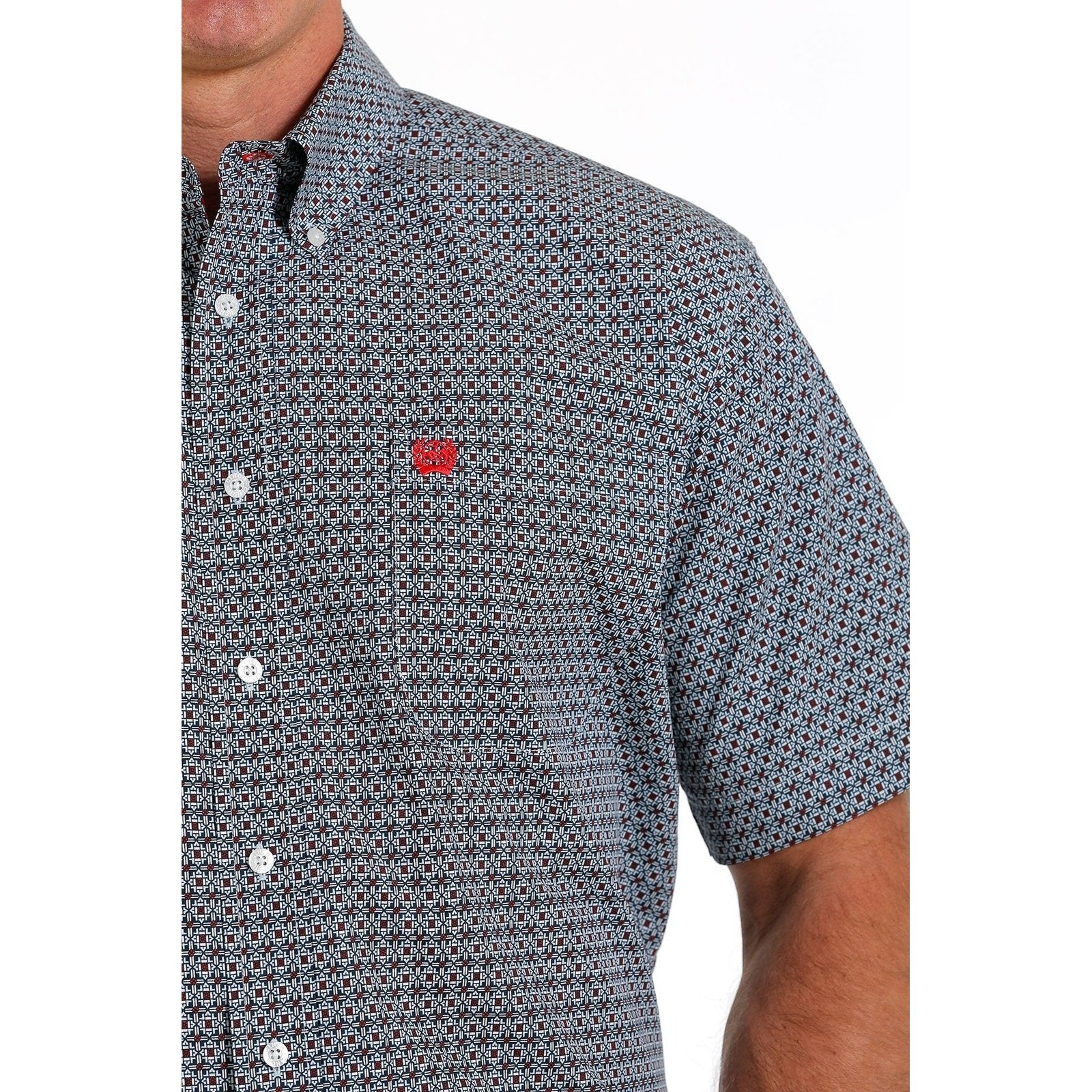 Cinch Men’s Geometric Print Button Down Western Short Sleeve Shirt - Image 3