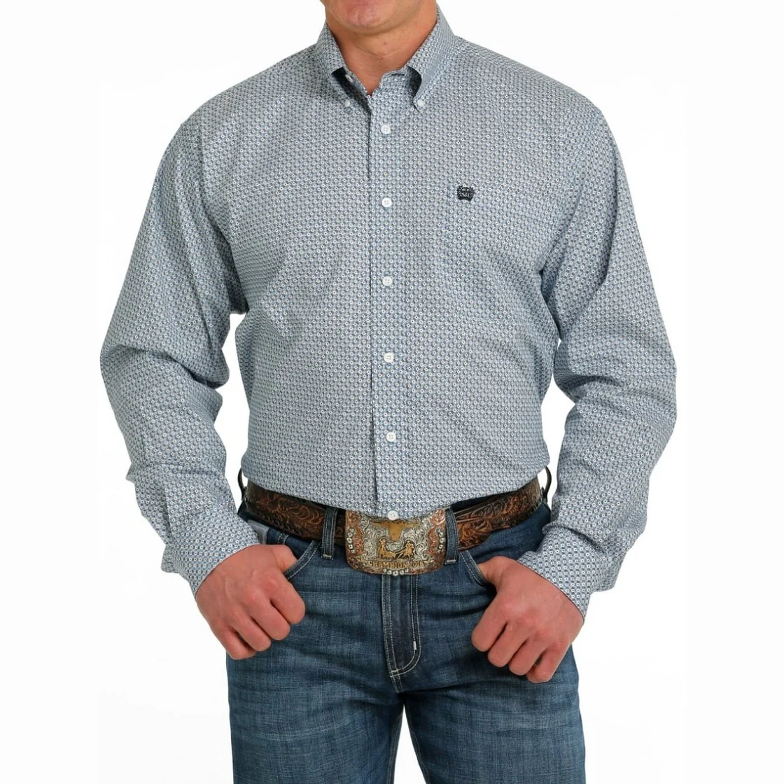 Cinch Men’s Shirt Casual Long Sleeve Button Down Geometric Print