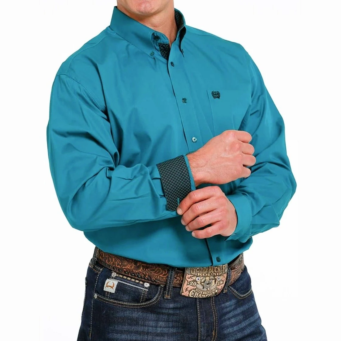 Cinch Men’s Shirt Casual Long Sleeves Button-Down Solid Colour - Image 2