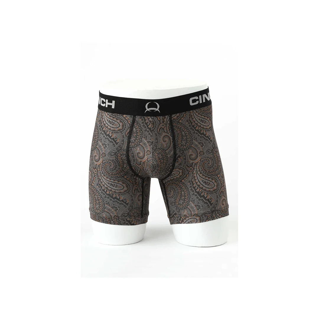 Cinch Men's 6” Paisley Boxer Brief 9/25 -Brn
