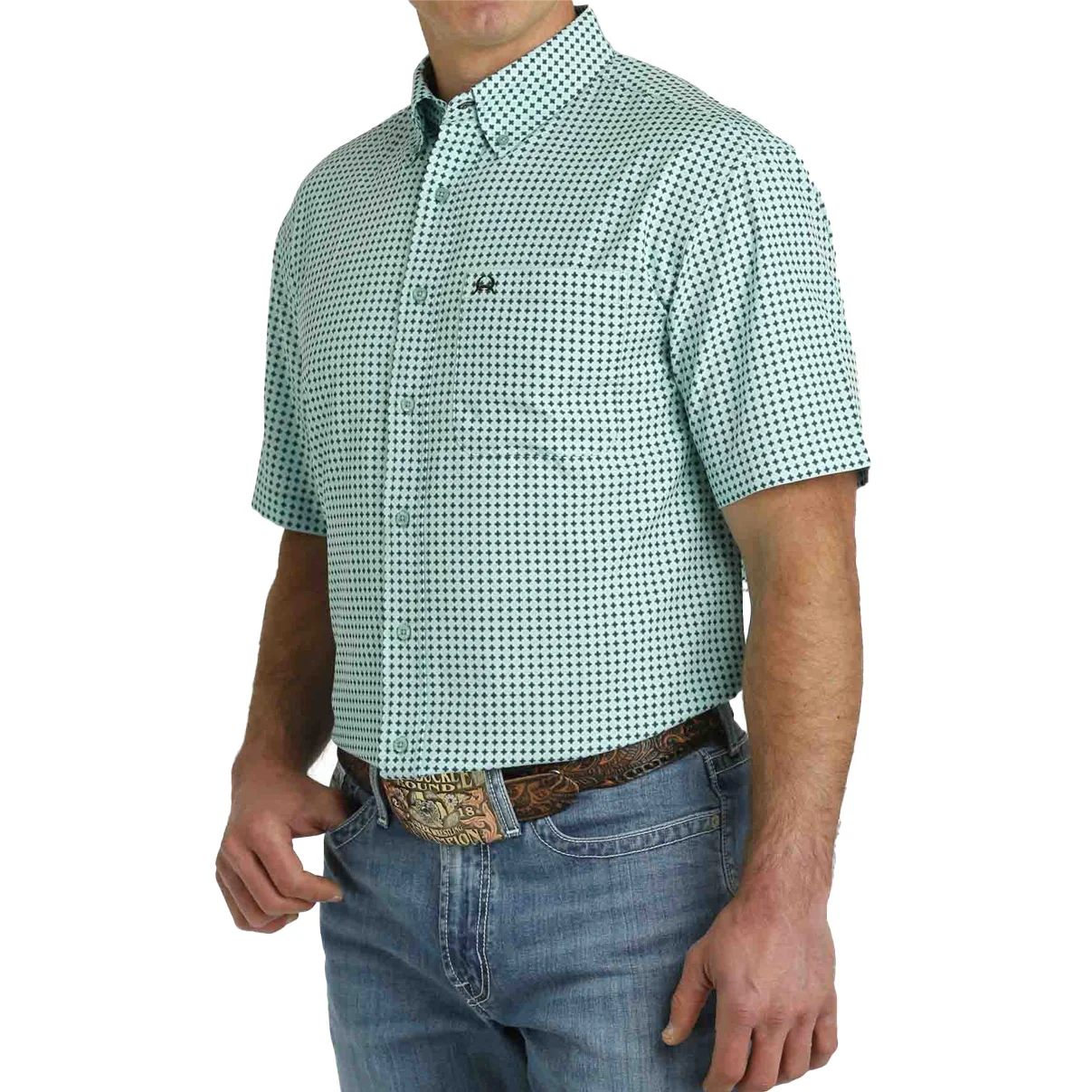 Cinch Men's ArenaFlex Geo Print Short Sleeve Button Down Western Shirt