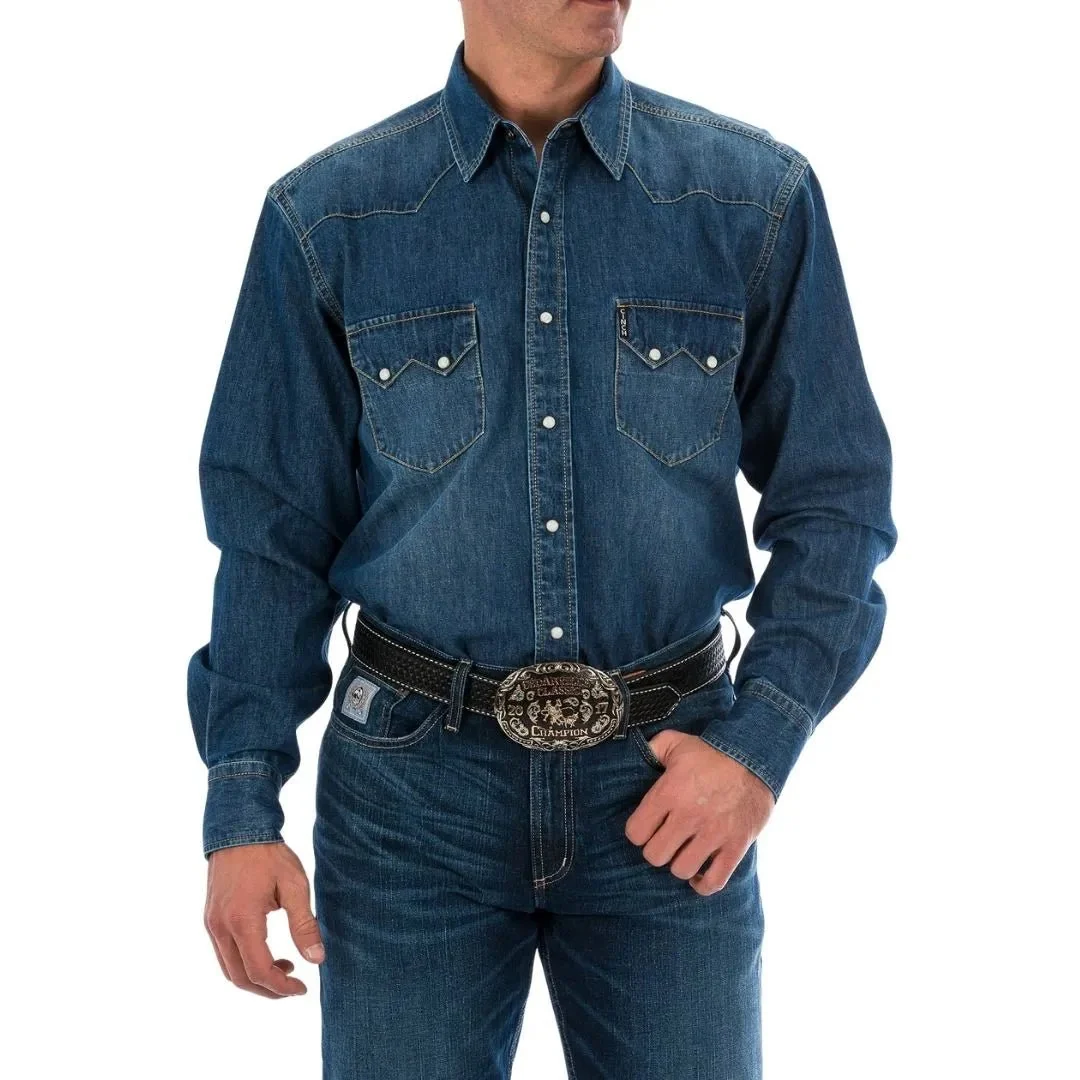 Cinch Men's Classic Denim Fit Long Sleeve Snap Two Sawtooth Flap Pocket Shirt