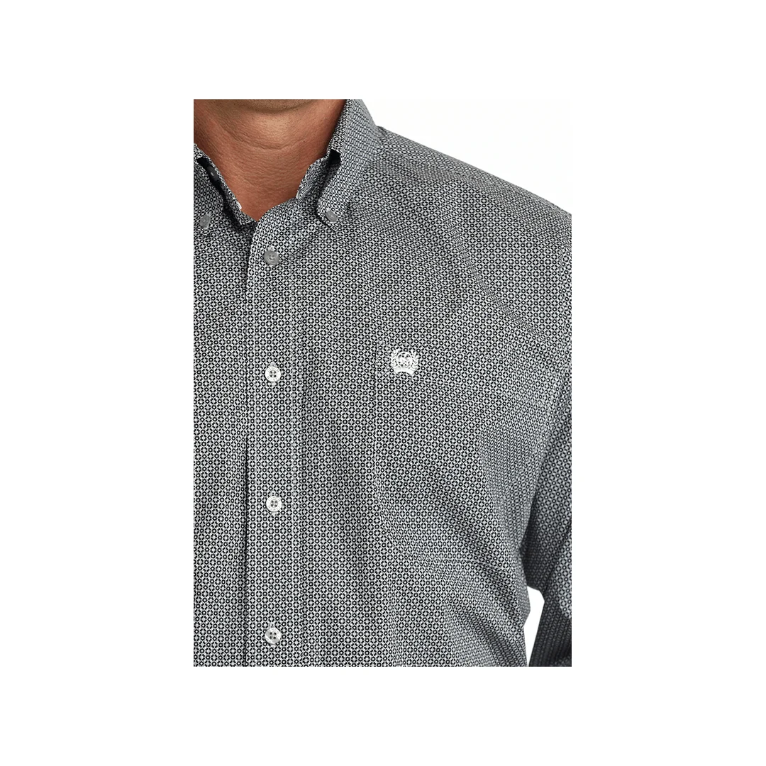 Cinch Men's Grey Geometric Print Long Sleeve Western Shirt - Image 2