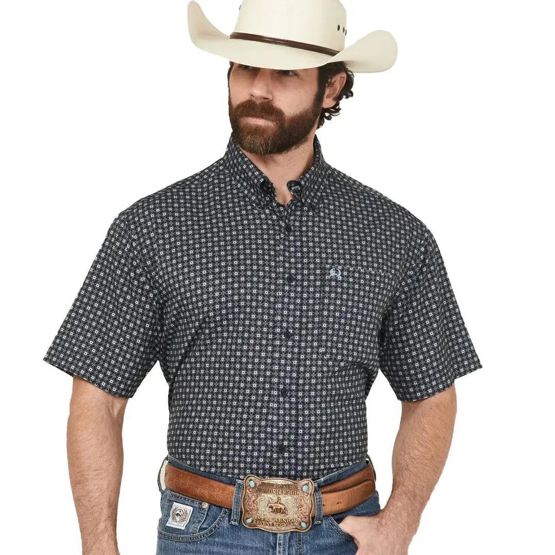 Cinch Men's Navy ArenaFlex Short Sleeve Print Button Down Shirt - Image 2