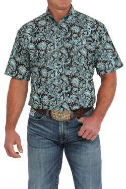 Cinch Men's Paisley Short Sleeve Button-Down Western Shirt - Black
