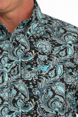 Cinch Men's Paisley Short Sleeve Button-Down Western Shirt - Black - Image 2