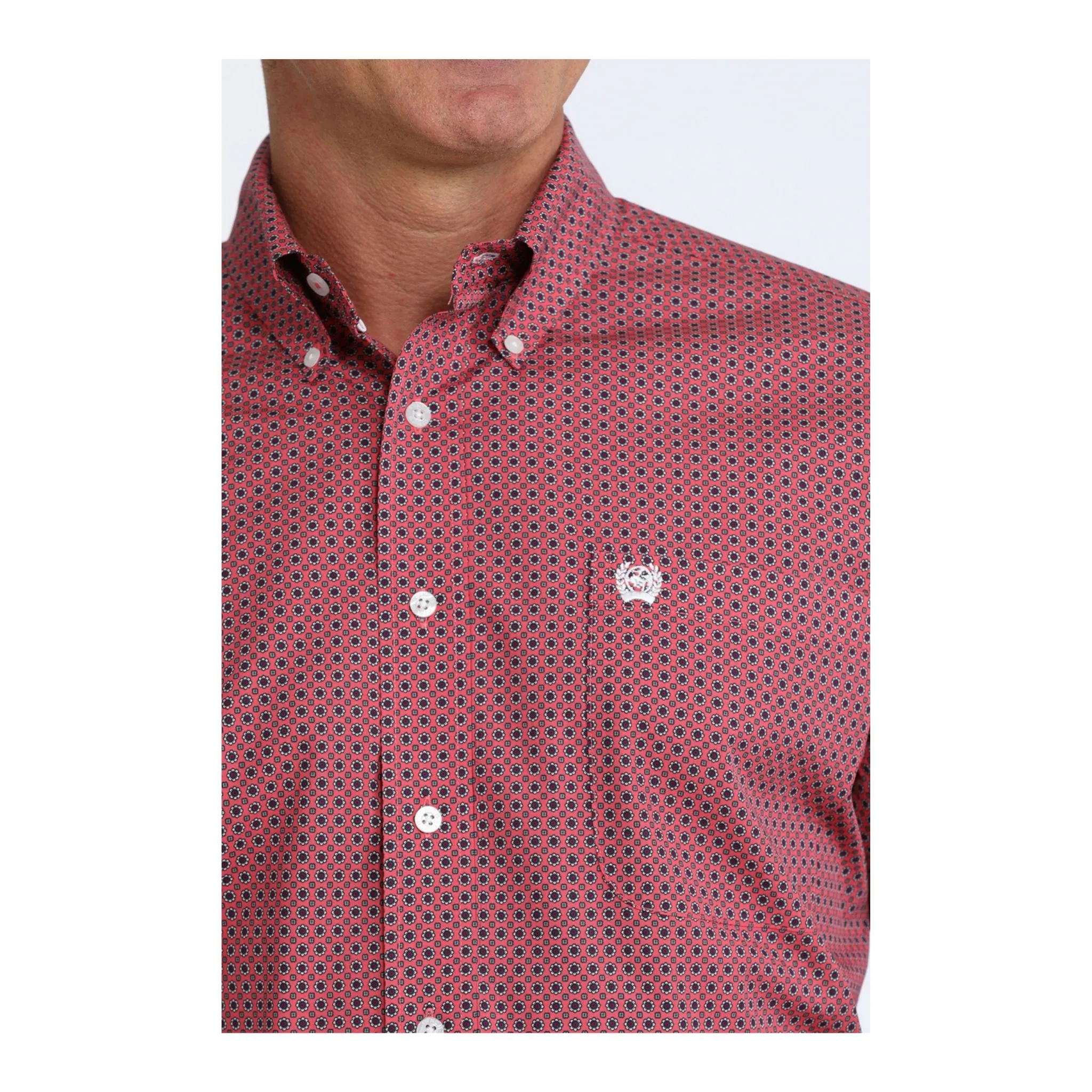 Cinch Men's Pink Geometric Print Button Down - Image 4