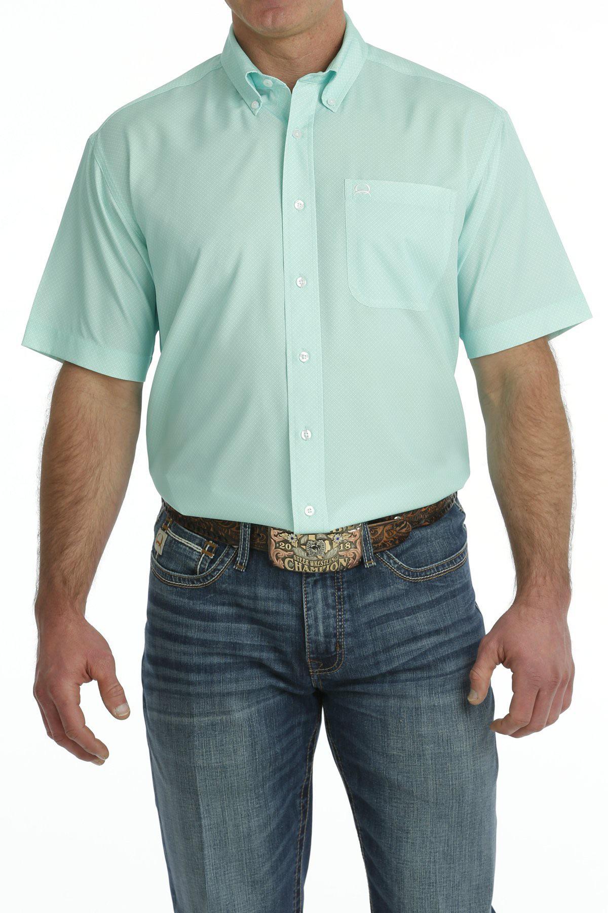 Cinch Men's Geometric Print Short Sleeve Arenaflex Button Down Shirt