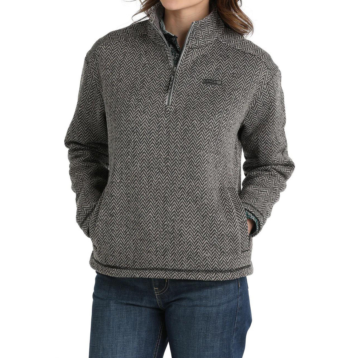 Cinch Women's 1/4 Zip Pullover Knit Sweater - Image 2