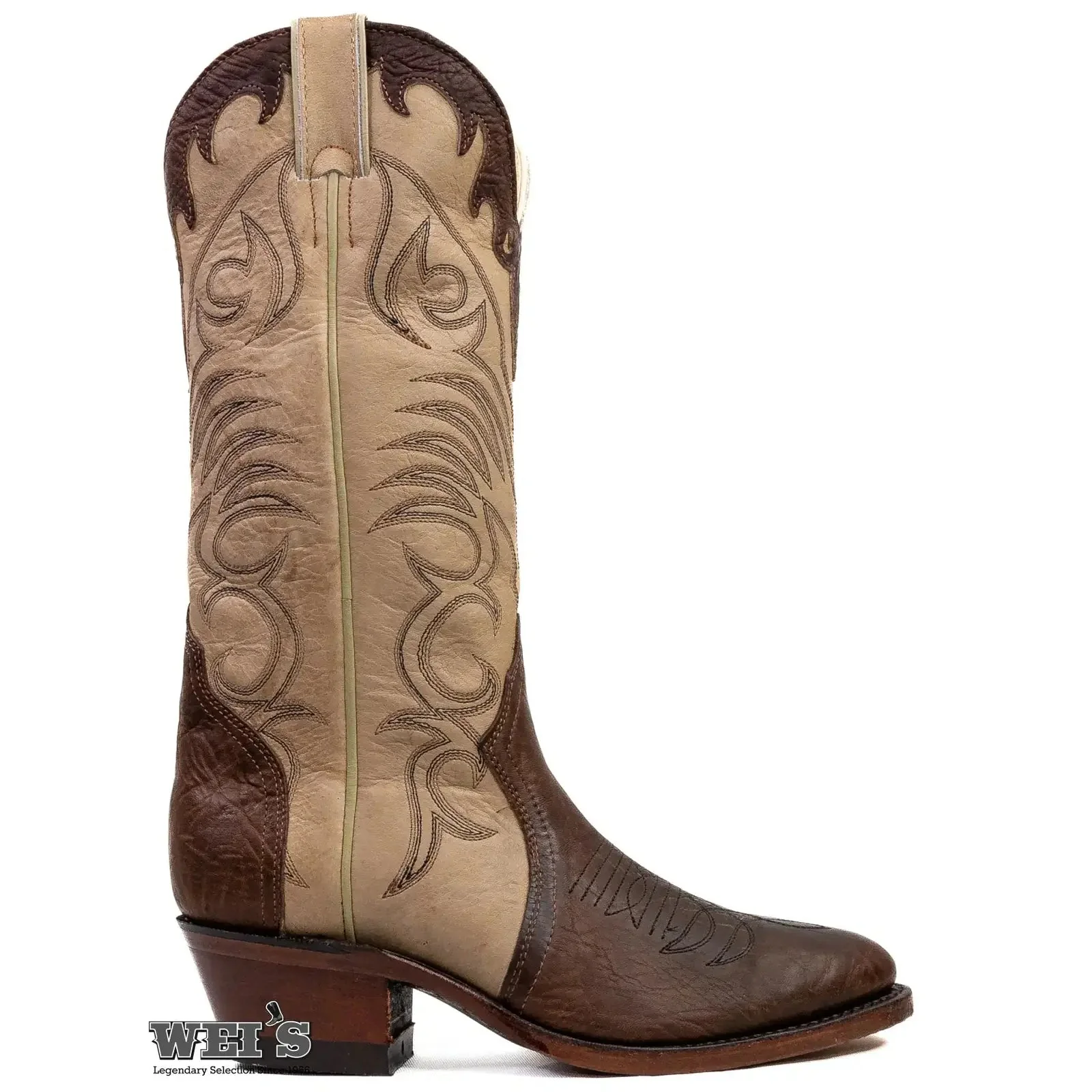 Boulet Women's Cowgirl Boots 11" Tri-Colour Cowhide Cowboy Heel R Toe 4568 - Image 11