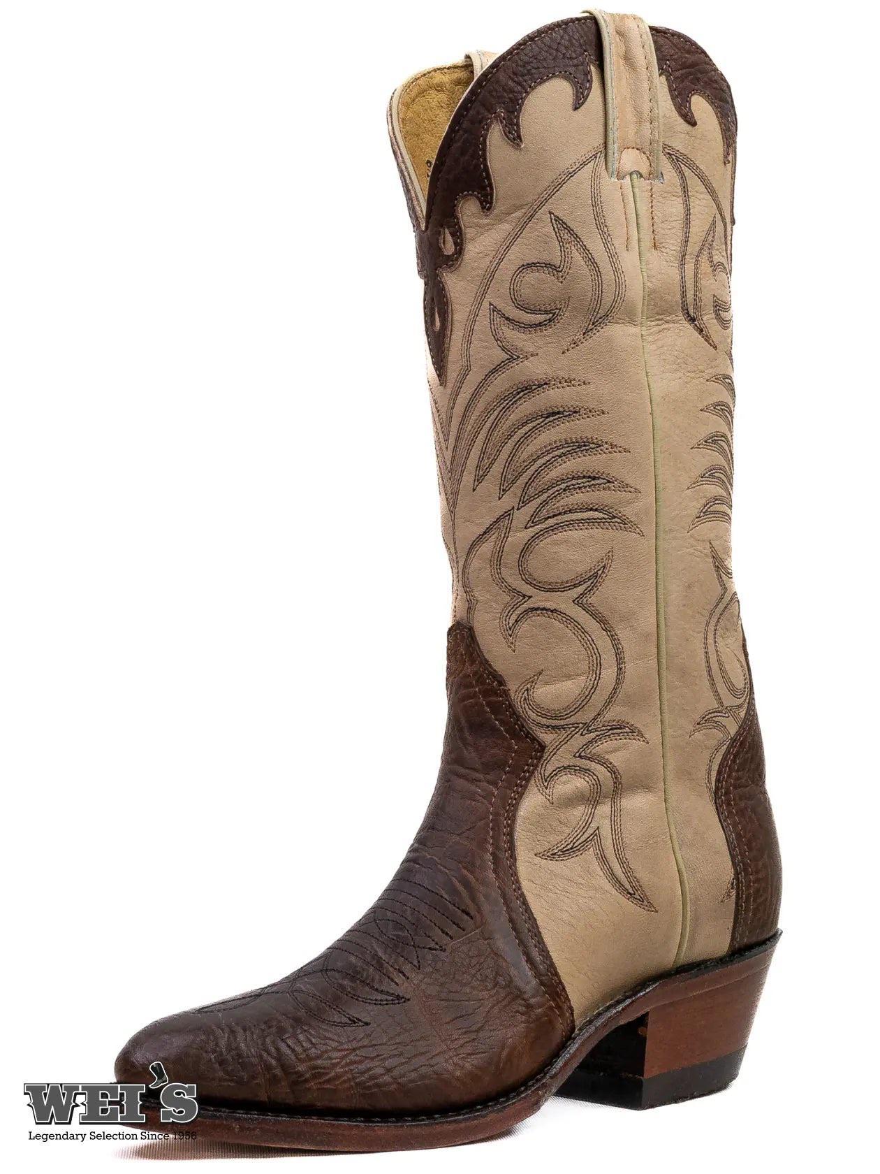 Boulet Women's Cowgirl Boots 11" Tri-Colour Cowhide Cowboy Heel R Toe 4568 - Image 14