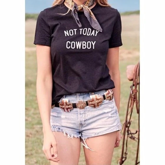 Cowboy Cool Unisex T-Shirt Graphic Not Today Cowboy -CLEARANCE - Image 2