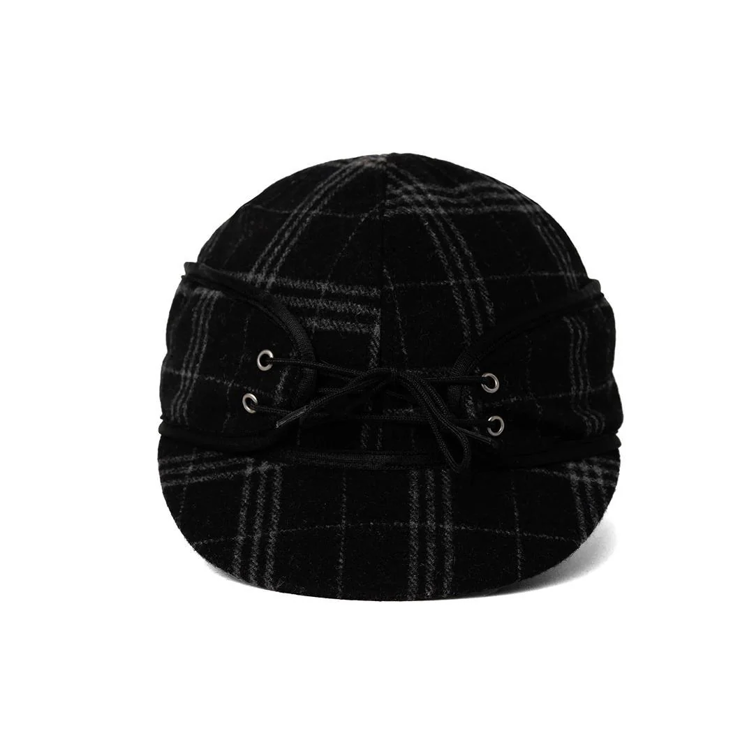 Crown Cap Black/Grey Railroad Plaid Winter Cap - Image 10