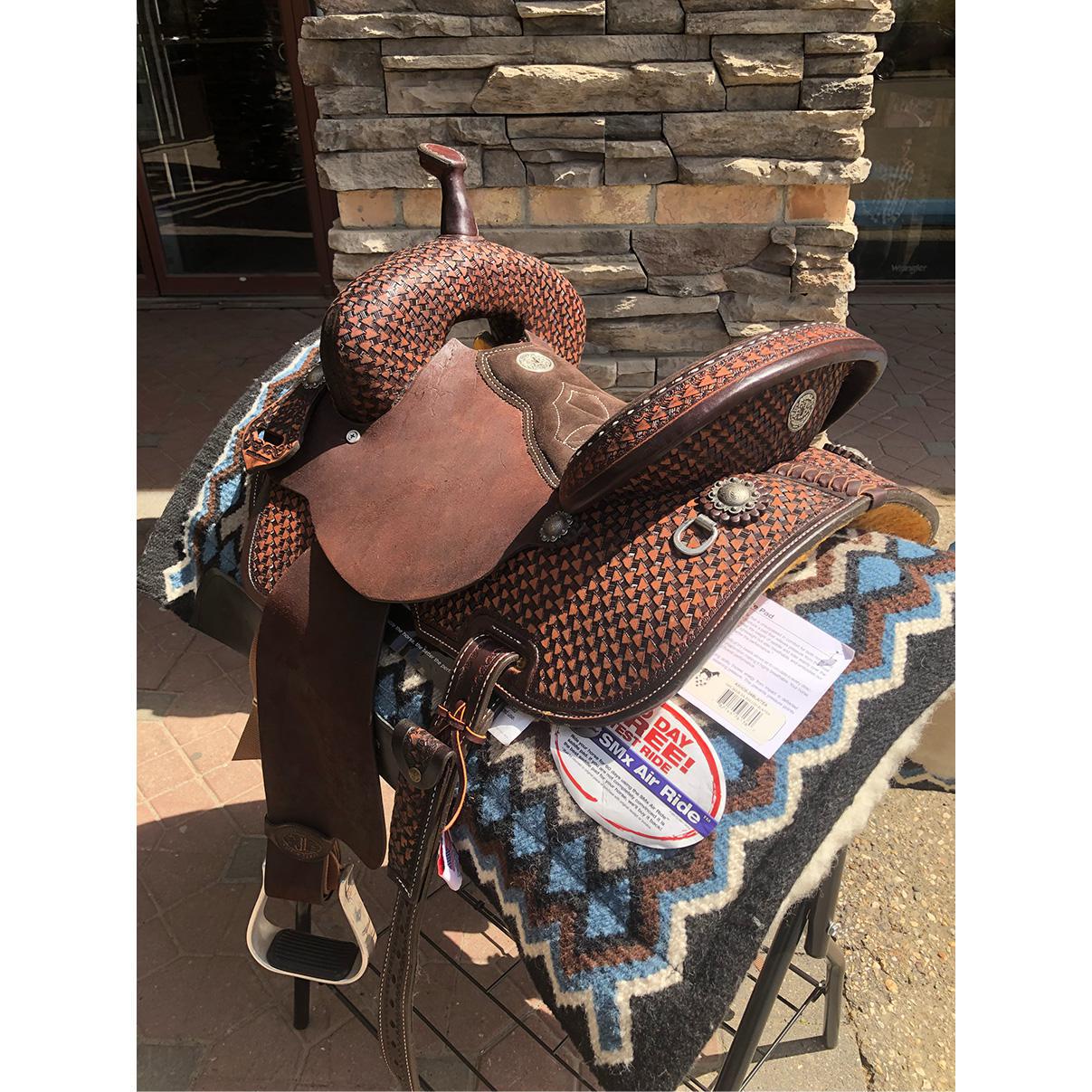 Double J Saddlery Pozzi Pro Barrel Racing Saddle 13.5 Wide Tree