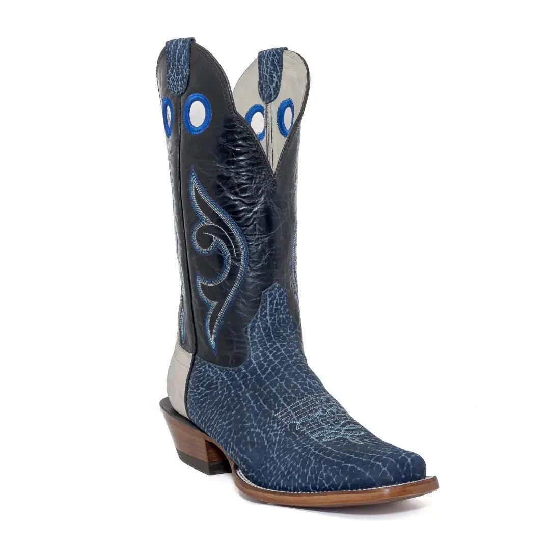 Hondo Men's Cowboy Boots 13" Blue Nubuck Bullhide