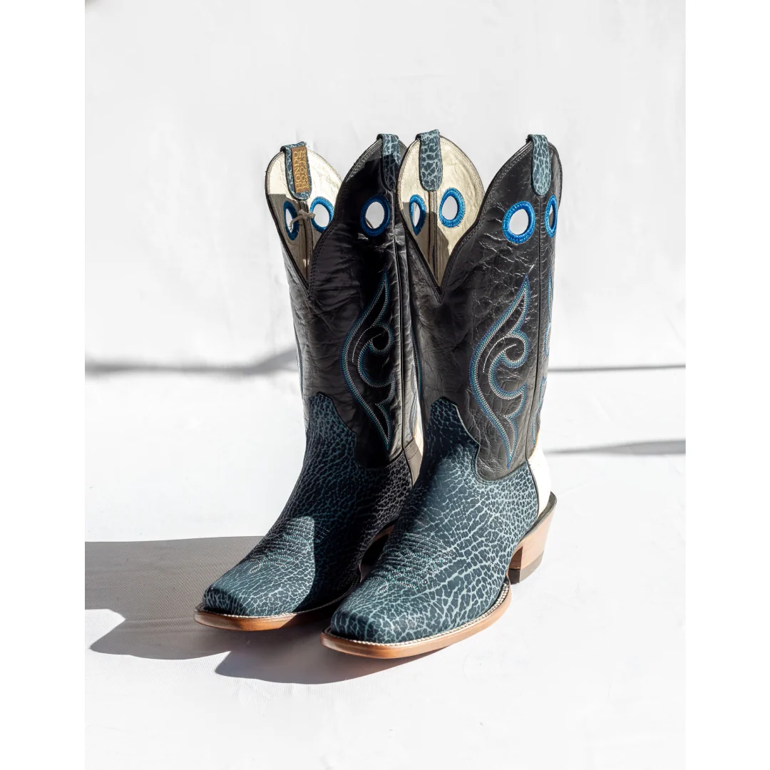 Hondo Men's Cowboy Boots 13" Blue Nubuck Bullhide - Image 5