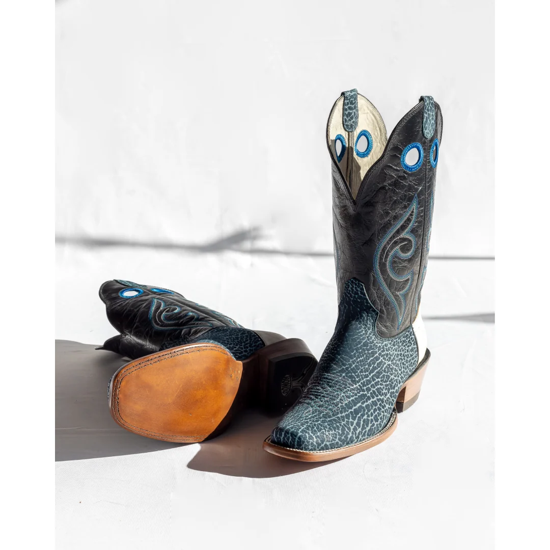 Hondo Men's Cowboy Boots 13" Blue Nubuck Bullhide - Image 6