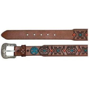Hooey Men's Belt Turquoise & Orange Leather 2045BE2