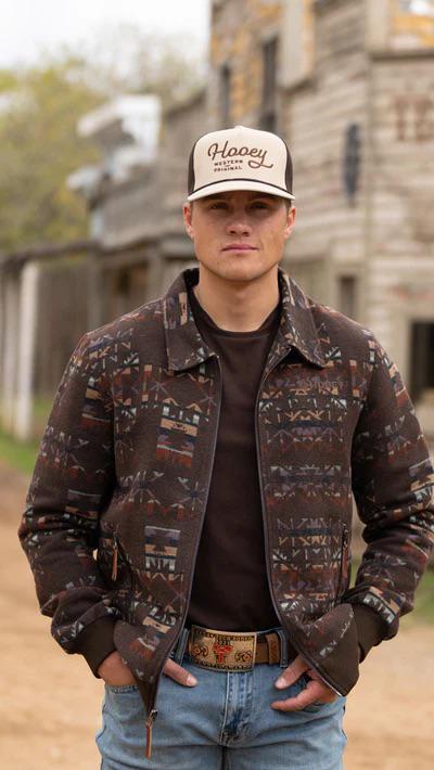 Hooey Men's Bomber Jacket Brown/ Aztec Pattern Full Zip - CLEARANCE - Image 2