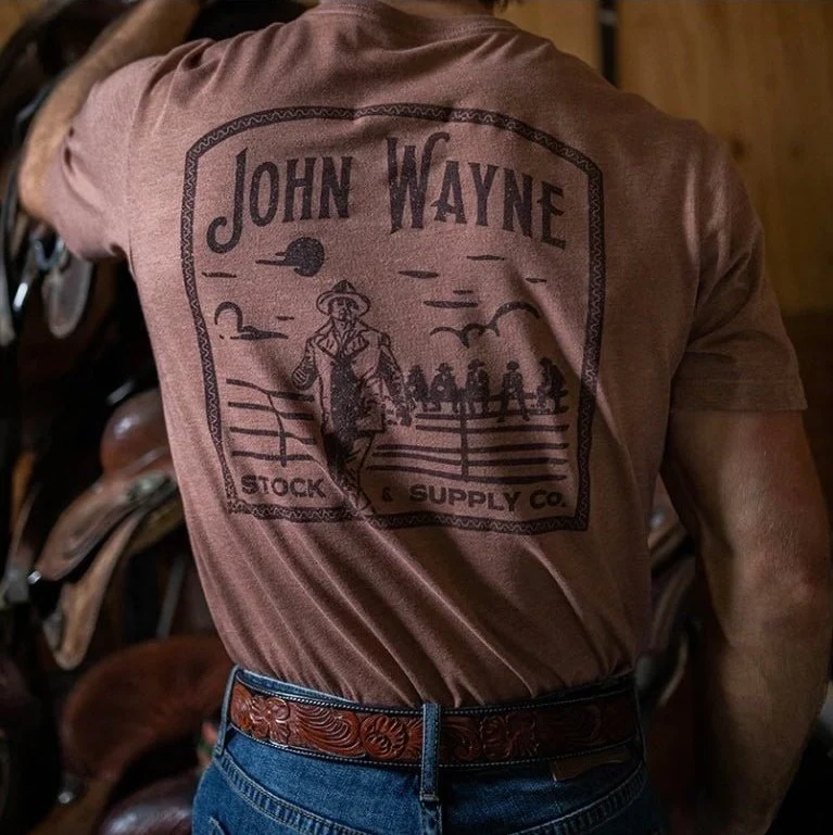 Hooey Men's T-Shirt John Wayne Light Brown - Image 2