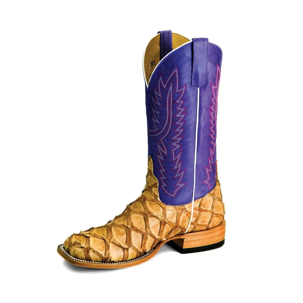 Horse Power Men's Exotic Cowboy Boots Big Bass Purple Wipeout Leather - Image 17